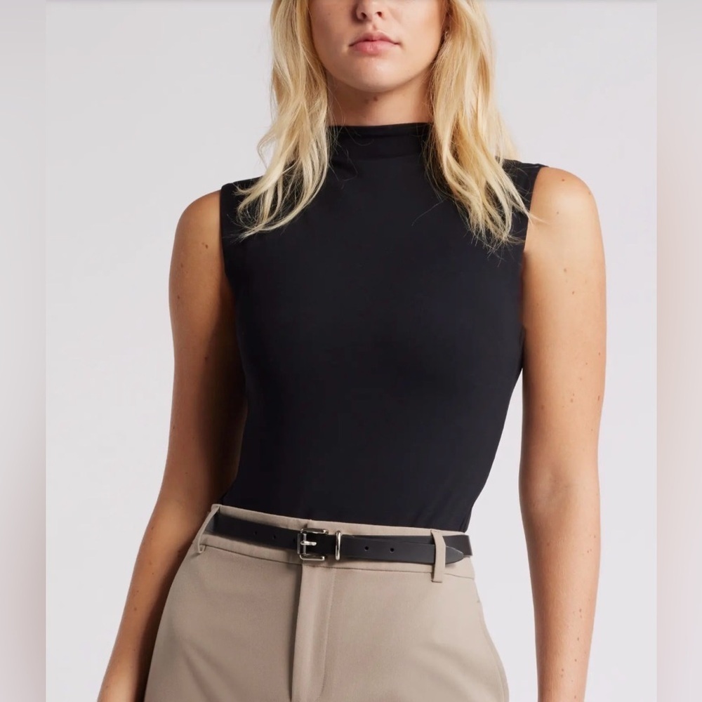 New with tags Open Edit Nordstrom’s Black neck double layer bodysuit Women’s XL